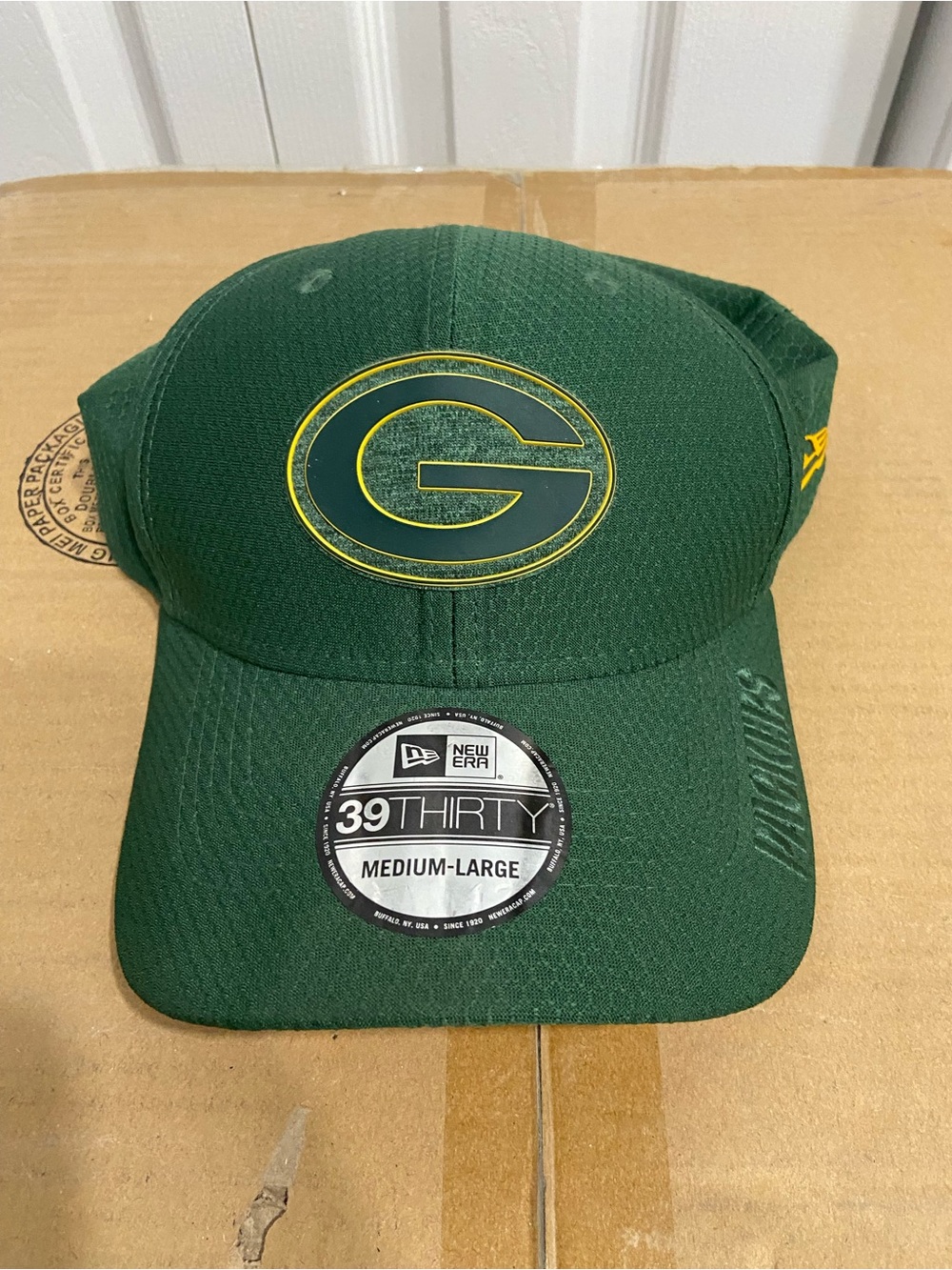 New Era 39THIRTY Green Bay Packers Green Stretch-Fit Cap Sz M/L